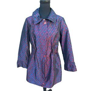 J. Mademoiselle Geo Pattern Trench Raincoat Cinch Waist Quiet Luxury Old Money